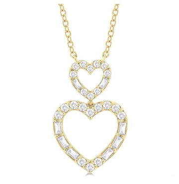 10KY Diamond Twin Heart Necklace w/ 0.30 carat tw
